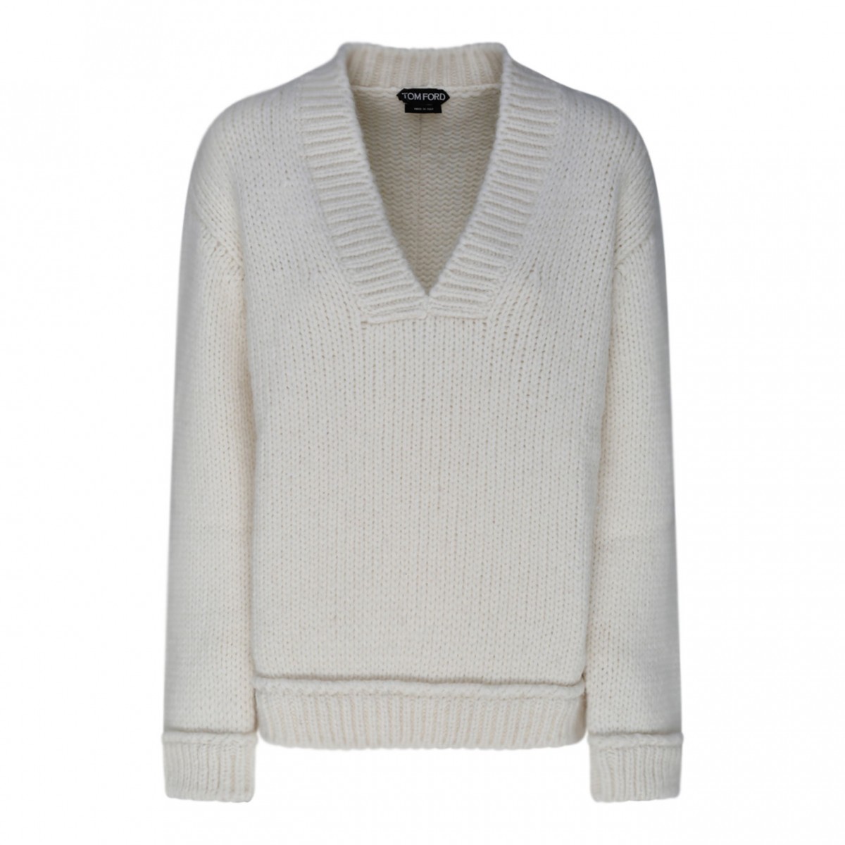 Chalk Alpaca V Neck Pullover Jumper