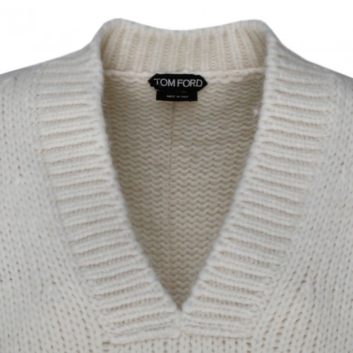 Chalk Alpaca V Neck Pullover Jumper