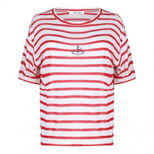 White and Red Striped T-Shirt