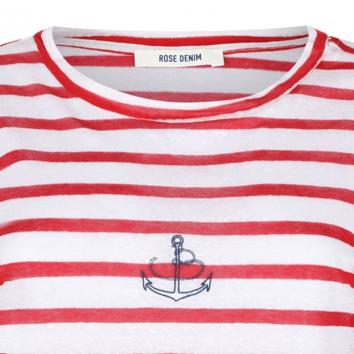 White and Red Striped T-Shirt