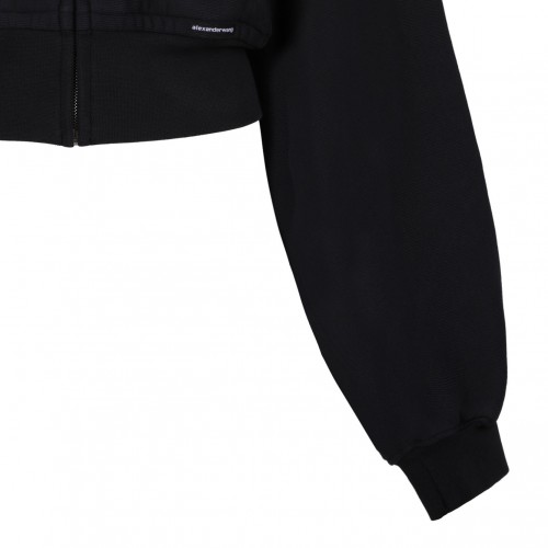 Faded Black Cropped Hoodie