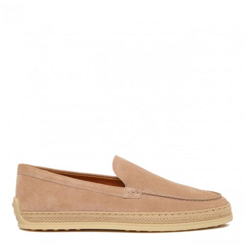 Sand Beige Logo Debossed Loafers
