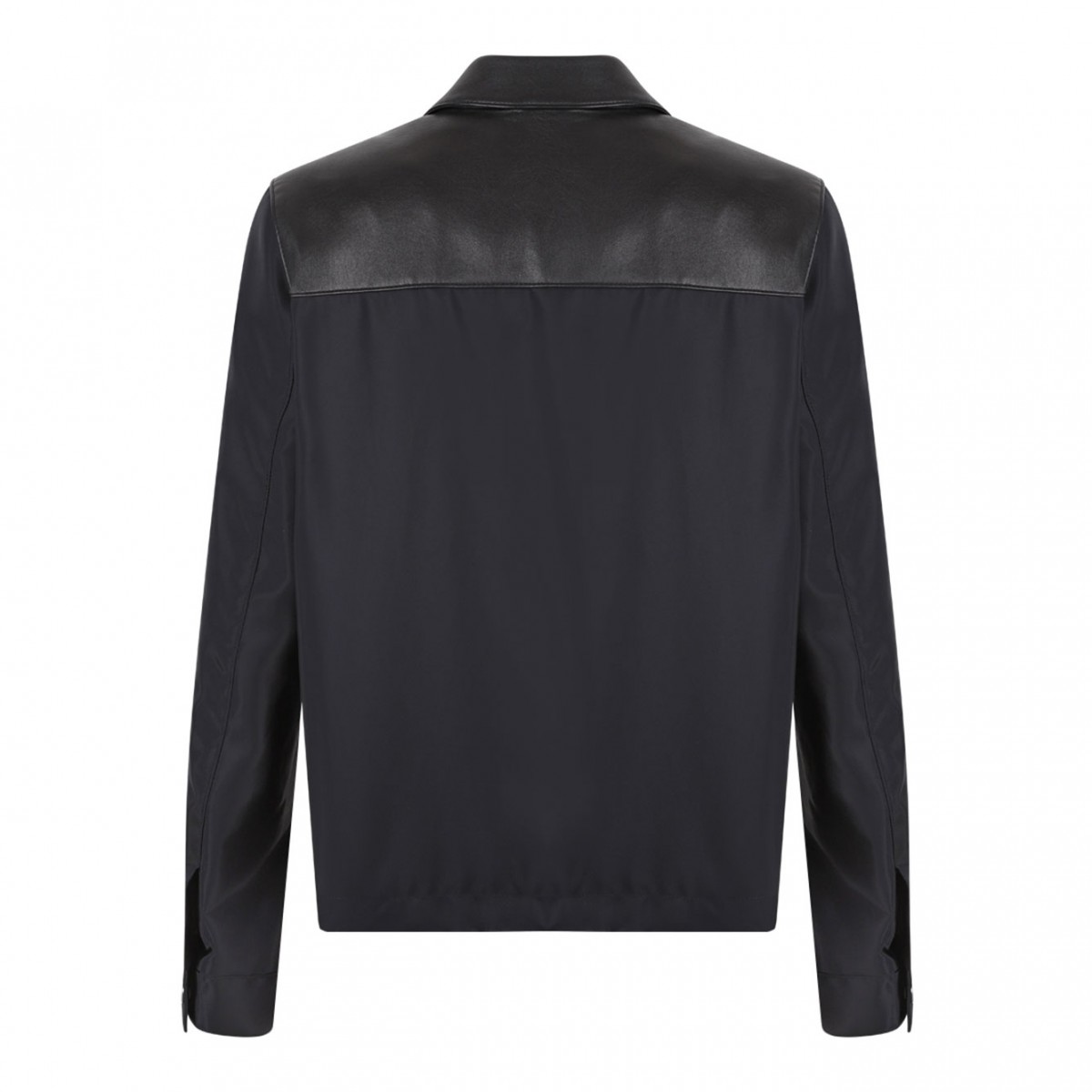 Black Logo-Plaque Leather Jacket