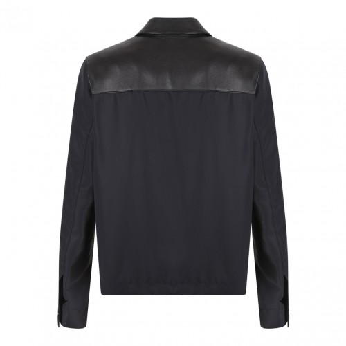 Black Logo-Plaque Leather Jacket