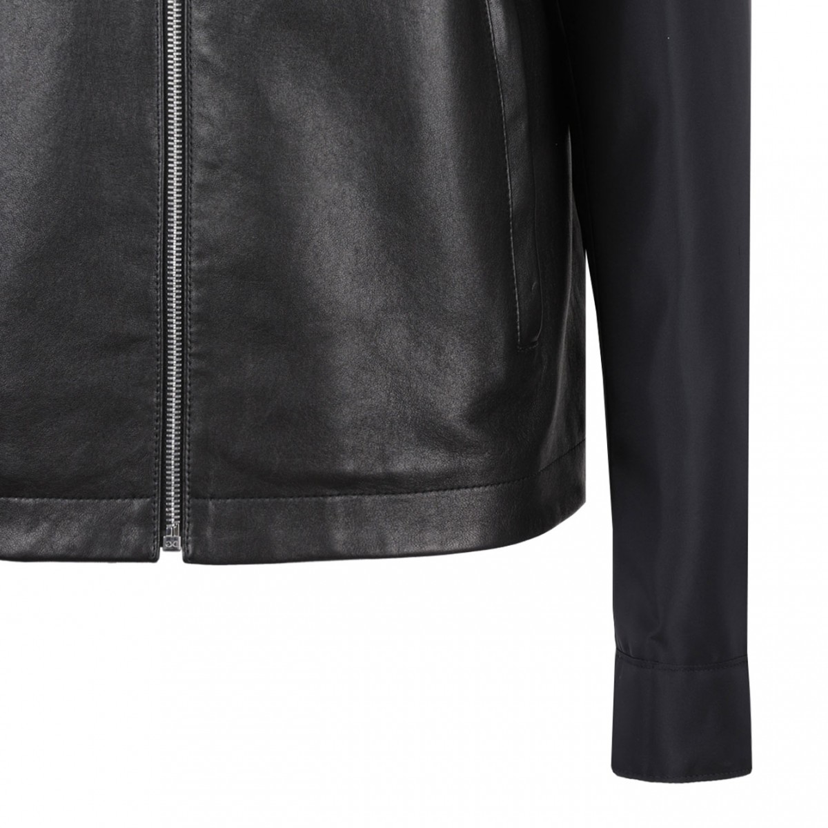 Black Logo-Plaque Leather Jacket