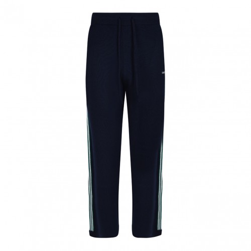 Navy Blue Embroidered Logo Pants