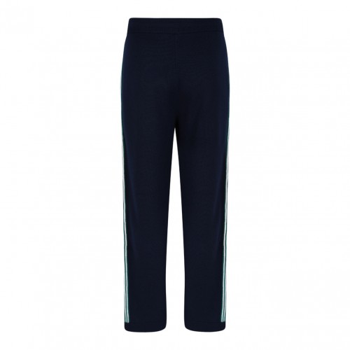 Navy Blue Embroidered Logo Pants 2