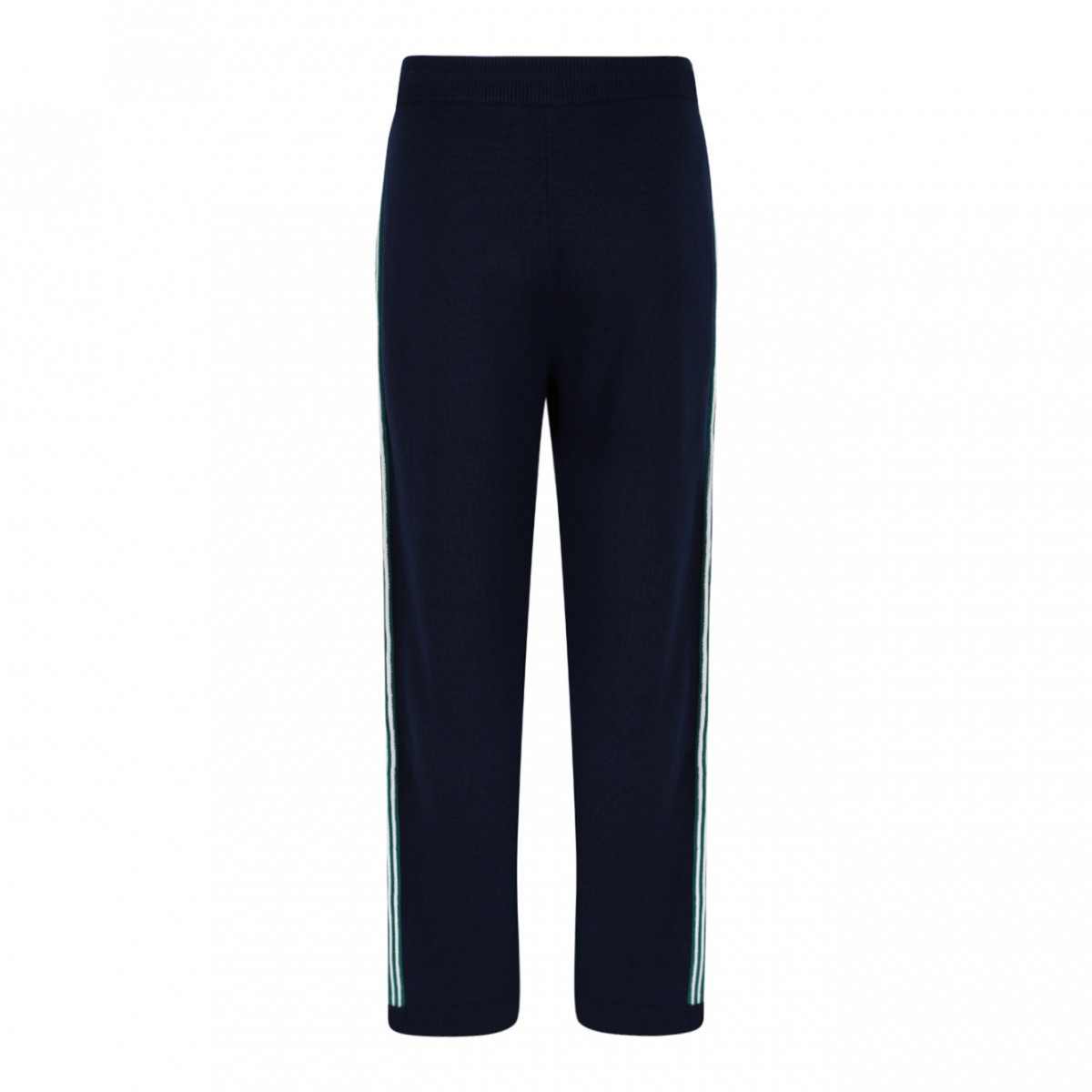 Navy Blue Embroidered Logo Pants