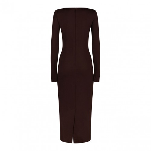 Dark Brown Jersey Midi Dress