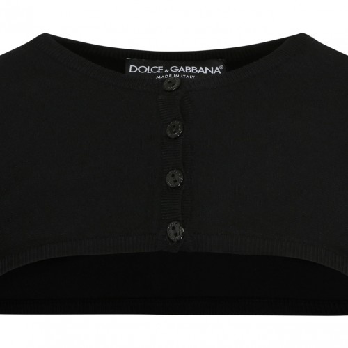 Black Stretch Design Cropped Cardigan