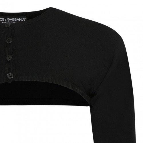 Black Stretch Design Cropped Cardigan