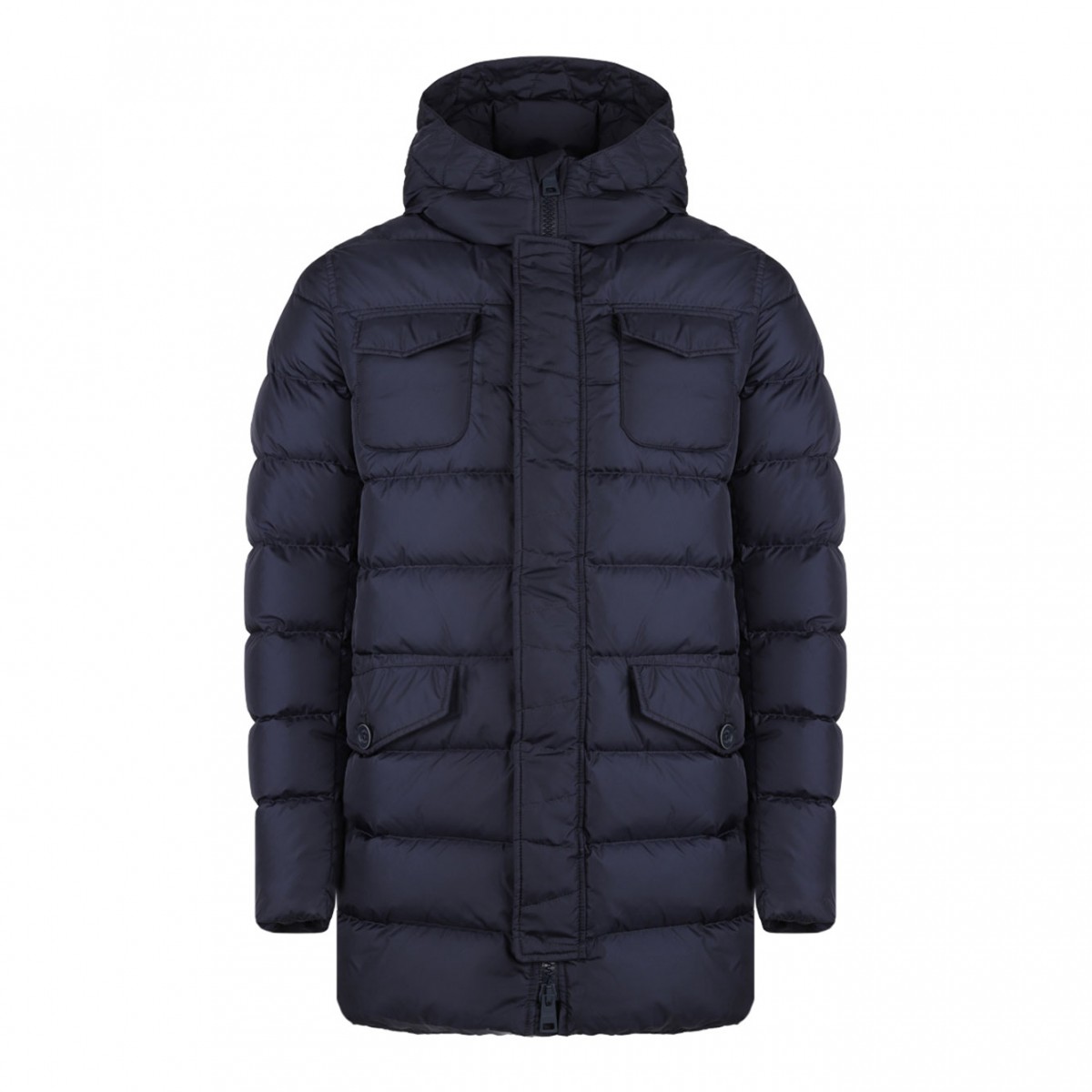 Navy Blue Quilted Down Padded Coat