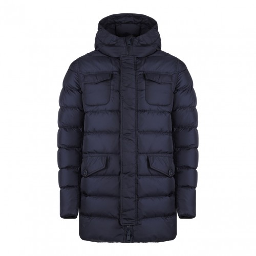 Navy Blue Quilted Down Padded Coat