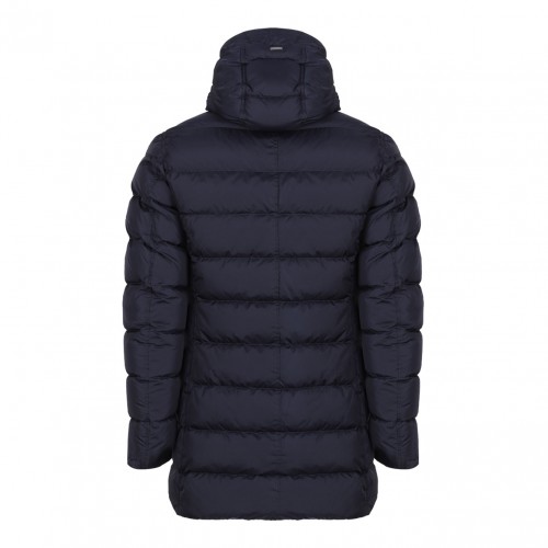 Navy Blue Quilted Down Padded Coat