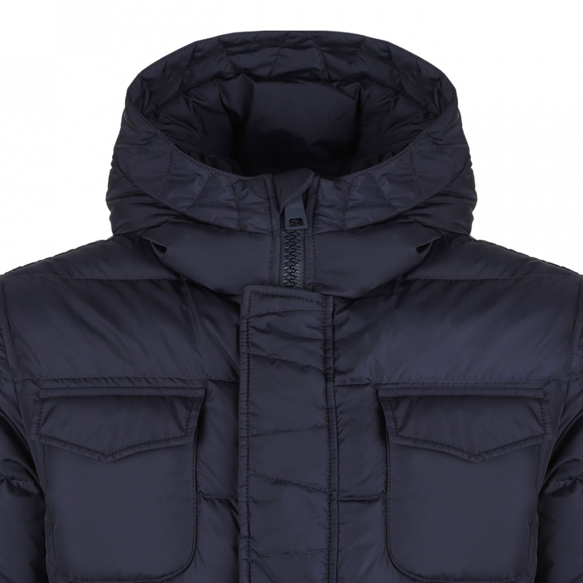 Navy Blue Quilted Down Padded Coat