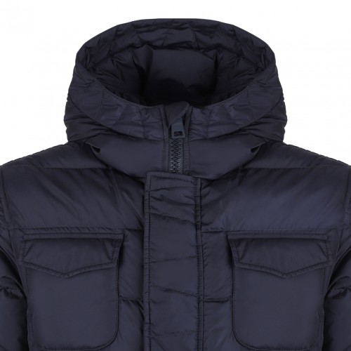 Navy Blue Quilted Down Padded Coat