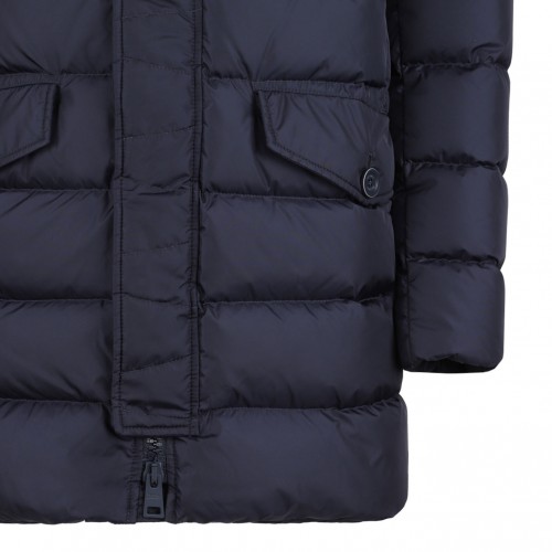 Navy Blue Quilted Down Padded Coat