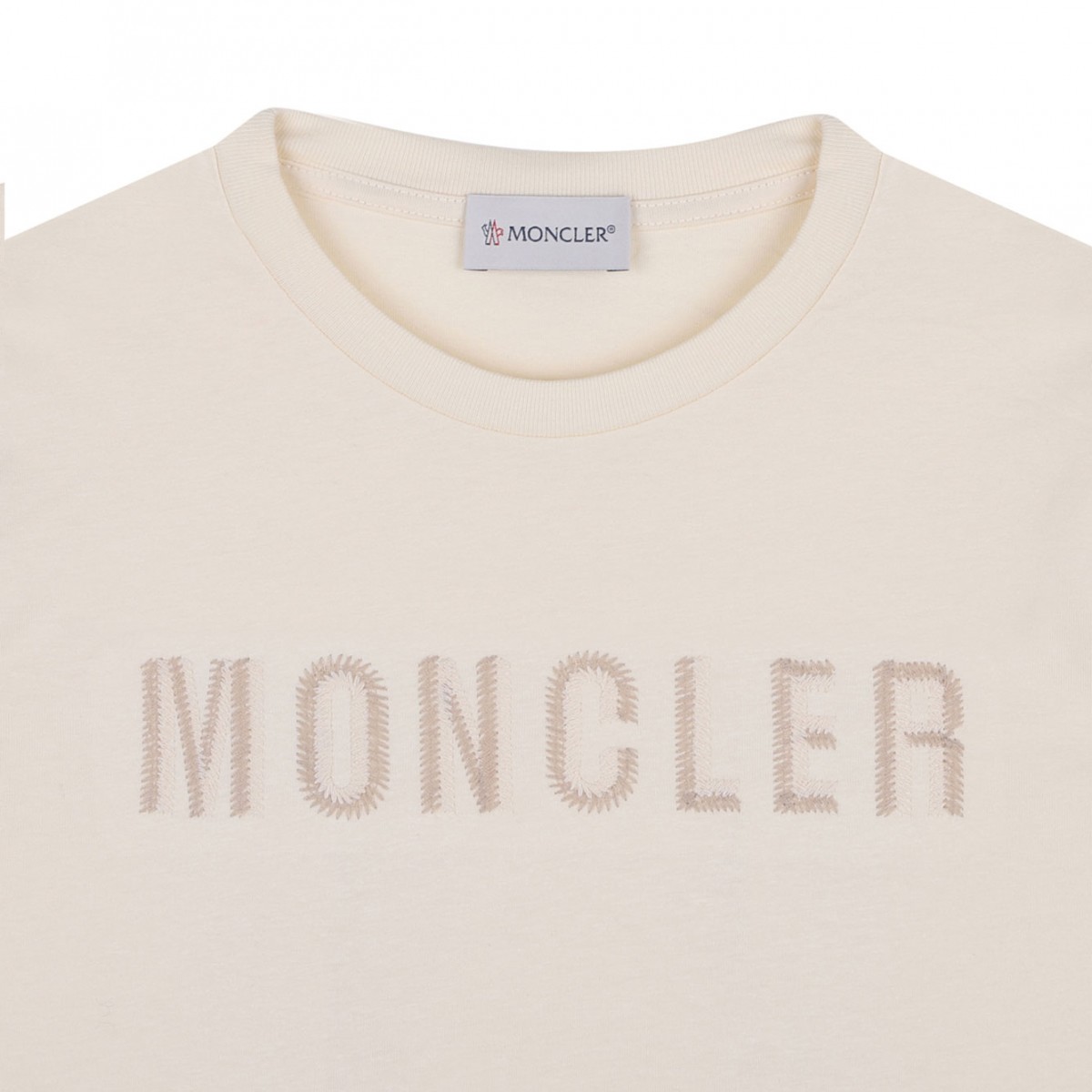 Beige Logo Embroidered T-Shirt