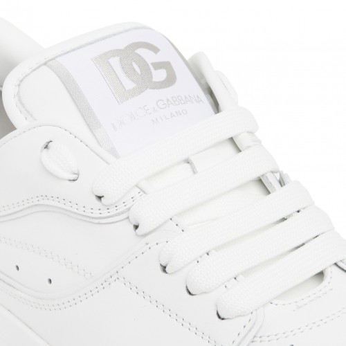 White Leather Low Top Sneakers