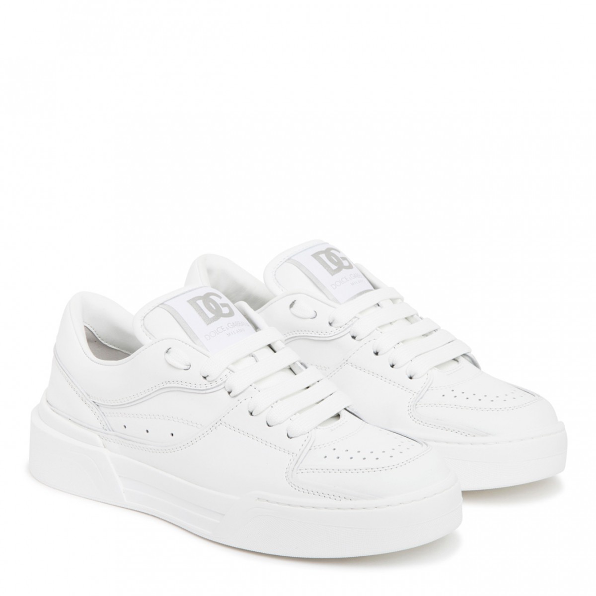 White Leather Low Top Sneakers