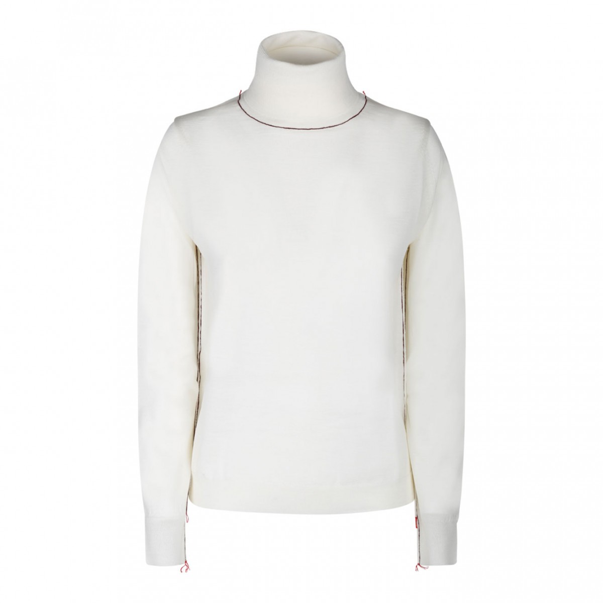 White Wool Contrasting Trim Jumper
