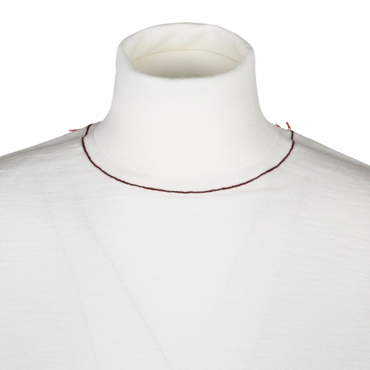 White Wool Contrasting Trim Jumper