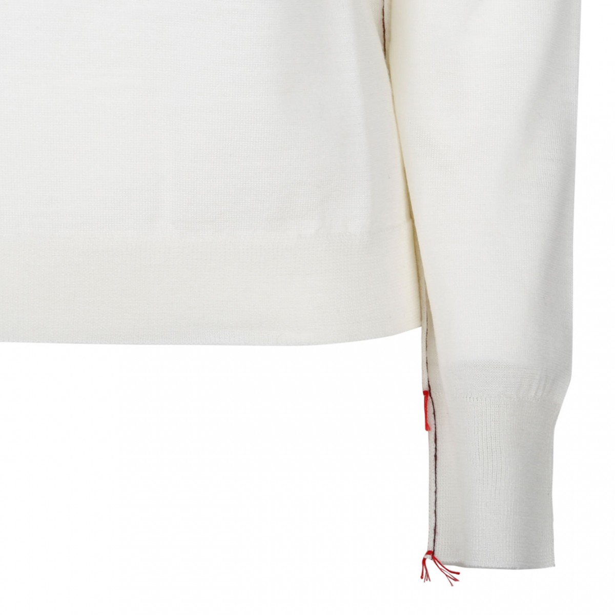 White Wool Contrasting Trim Jumper