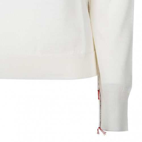 White Wool Contrasting Trim Jumper