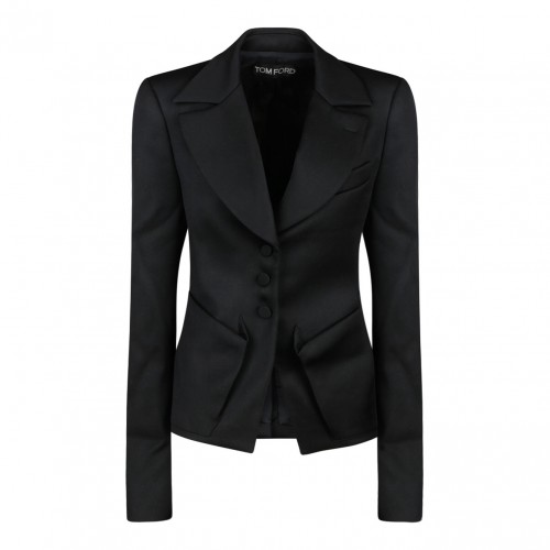 Black Virgin Wool Tailored Single Breasted Blazer