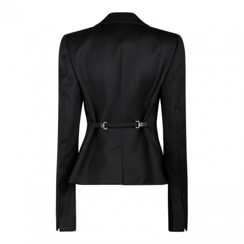 Black Virgin Wool Tailored Single Breasted Blazer 2