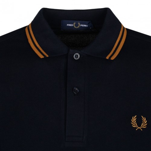 Navy Blue and Brown Polo Shirt