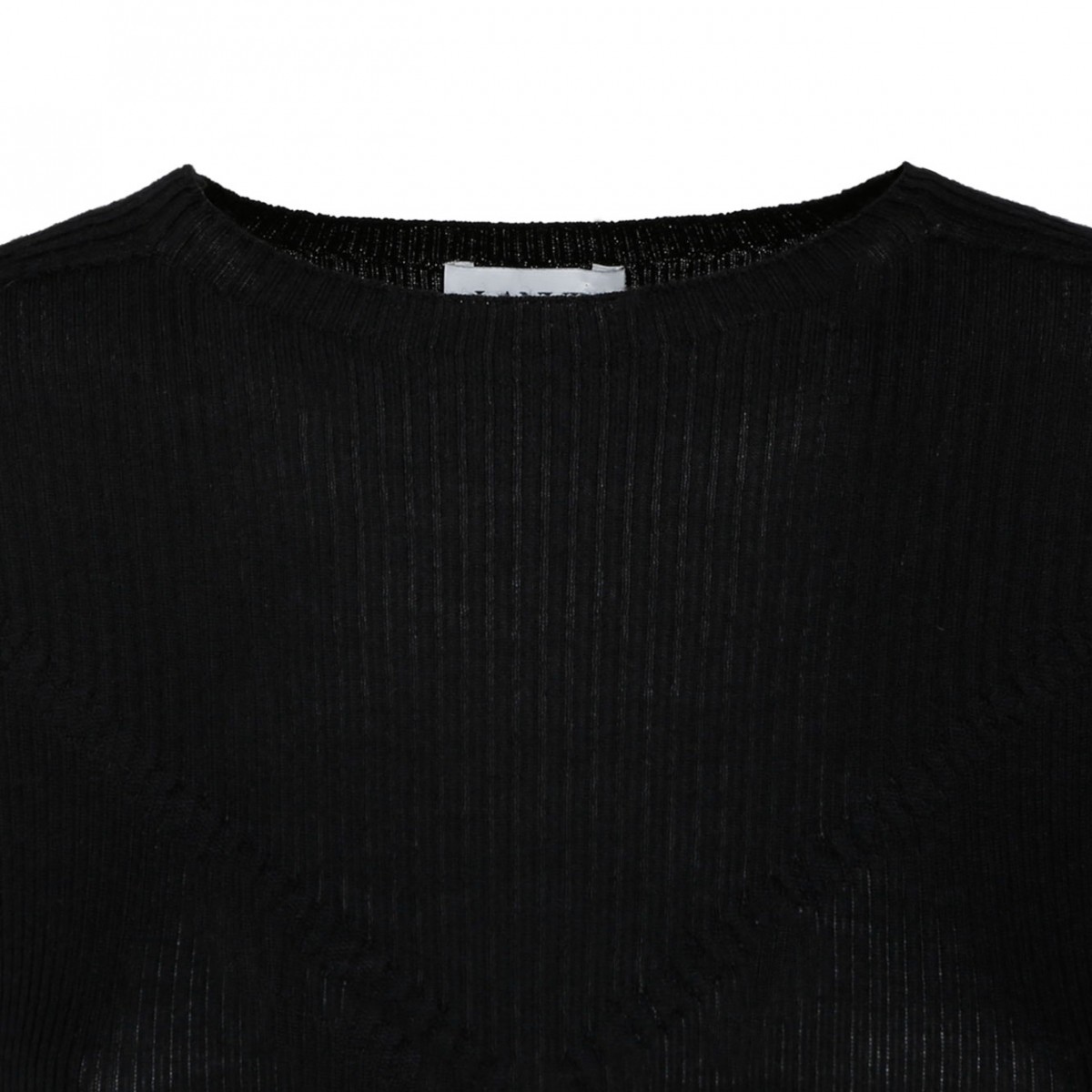Black Cashmere Long Sleeve Ribbed Knit Top