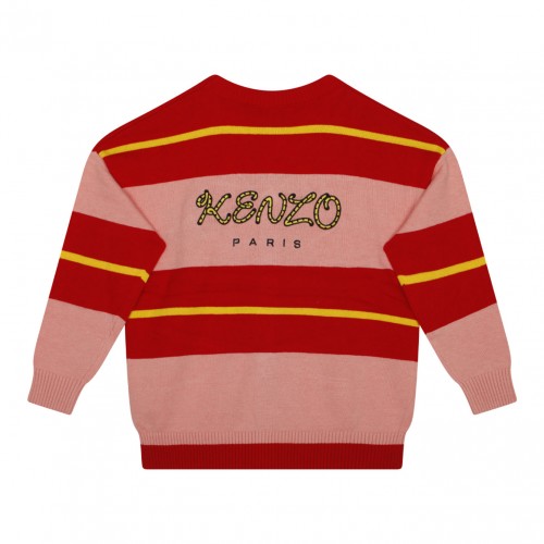 Red, Pink and Yellow Logo Embroidered Cardigan