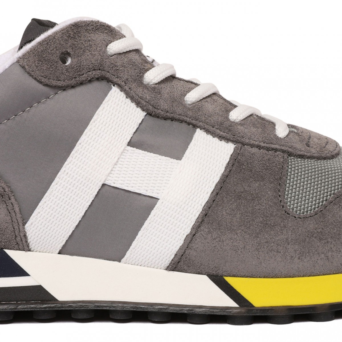 Grey Panelled Suede Sneakers