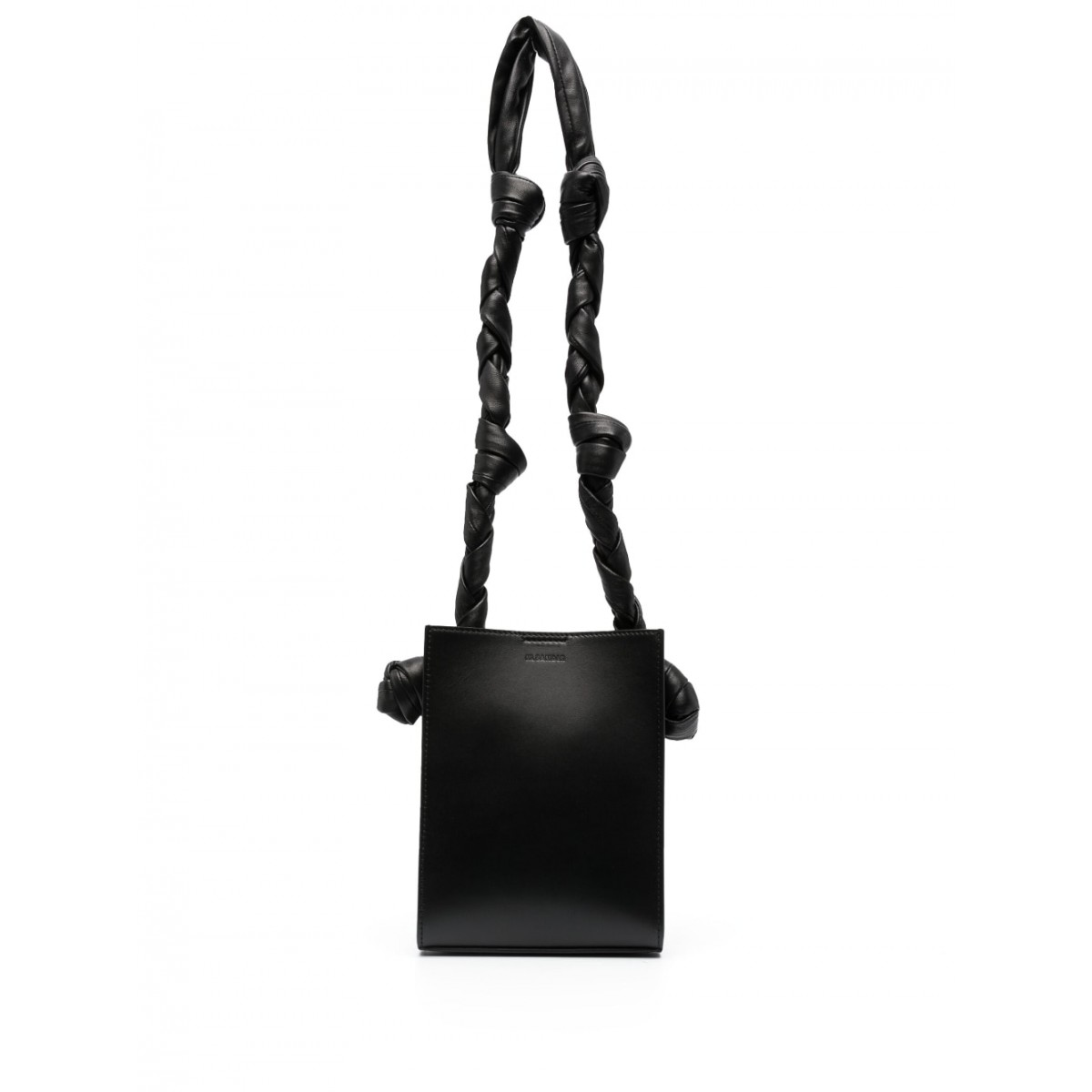 Black Calf Leather Tangle Shoulder Bag
