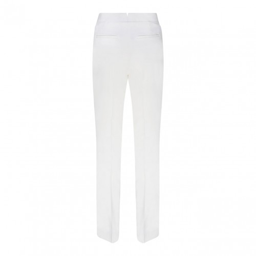 Chalk White Virgin Wool Flared Trousers 2