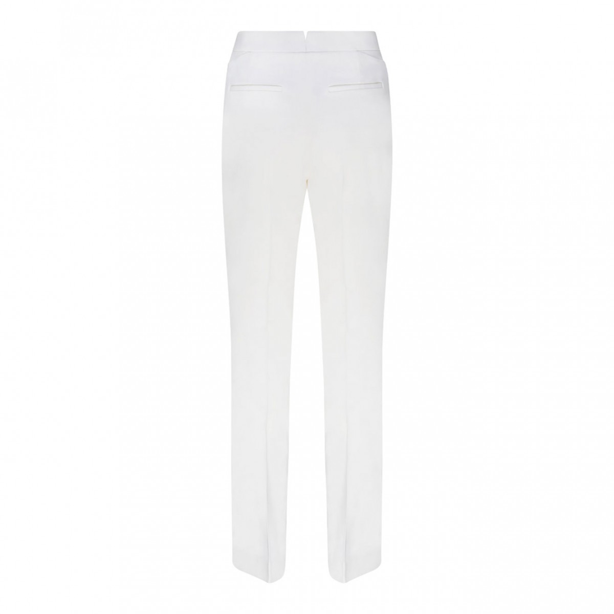 Chalk White Virgin Wool Flared Trousers