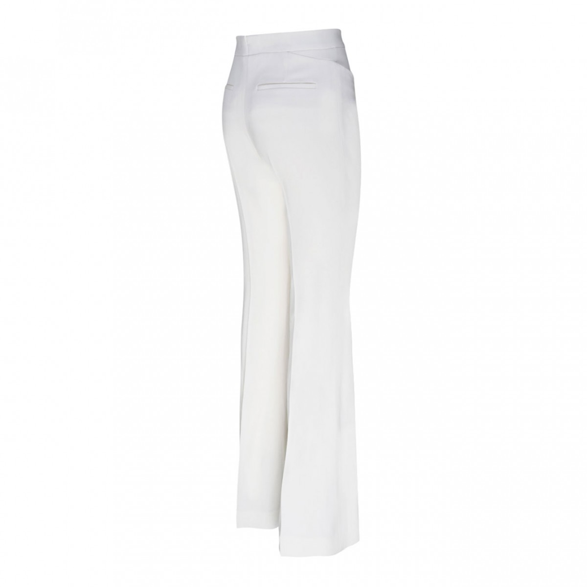 Chalk White Virgin Wool Flared Trousers