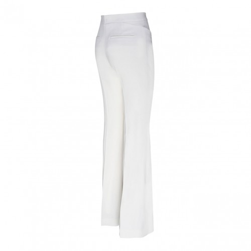 Chalk White Virgin Wool Flared Trousers