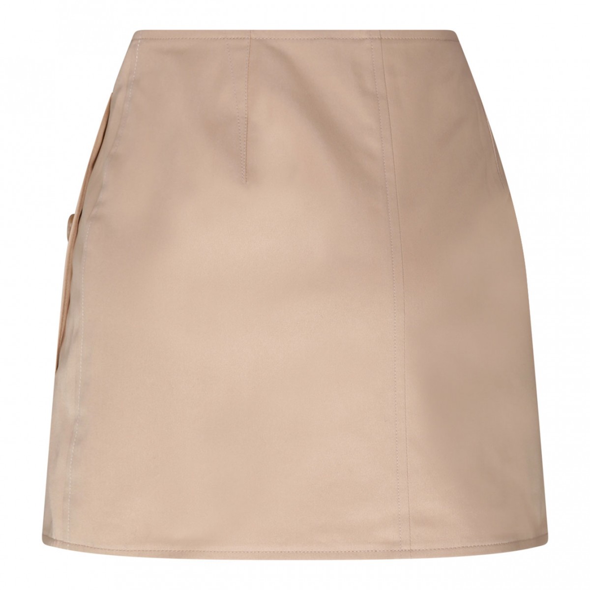 Sand Beige Cotton Mini Skirt
