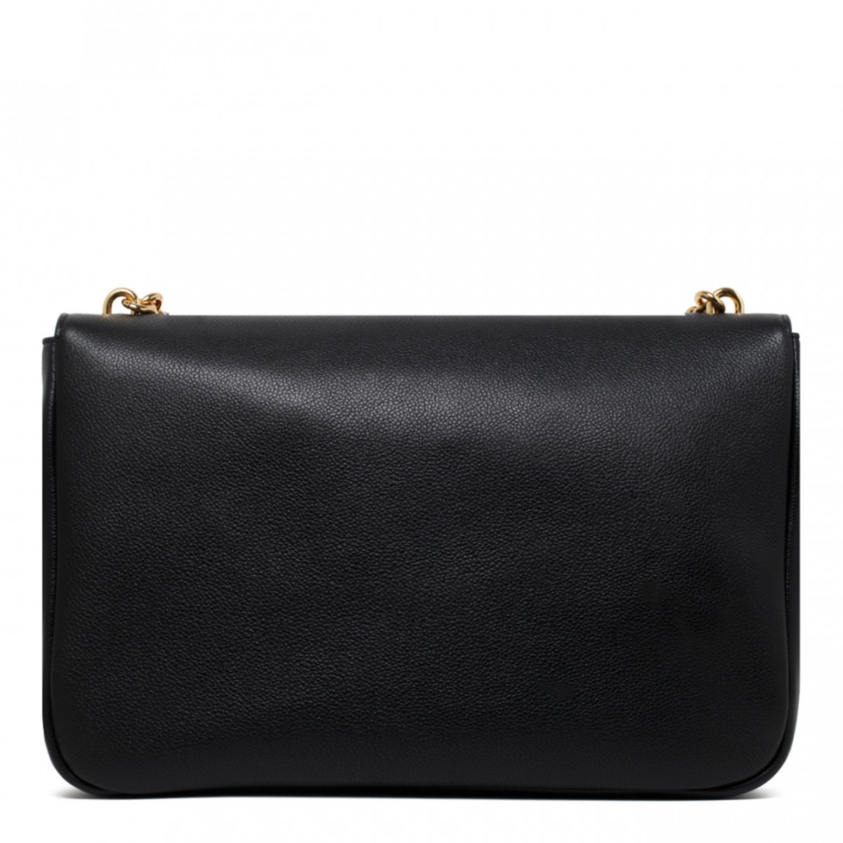 Black Leather Chain Link Handle Tote Bag