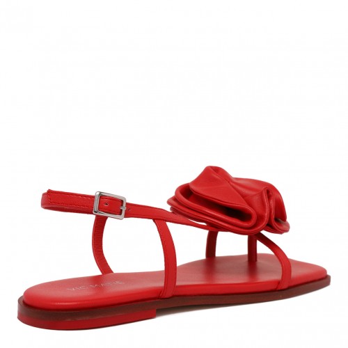 Red Floral Applique Sandals