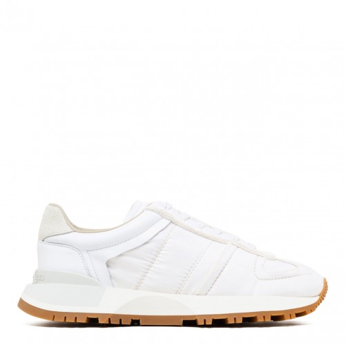 Laser-Etched Decortique Details White Sneakers