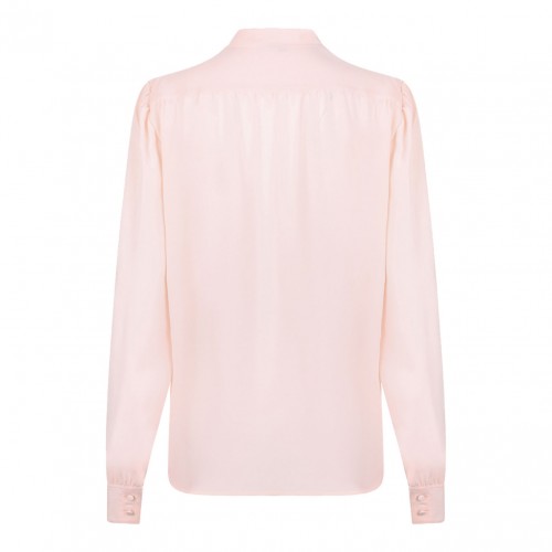 Iced Nude V- Neck Lavalliere Blouse