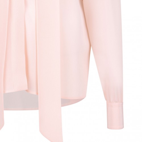 Iced Nude V- Neck Lavalliere Blouse