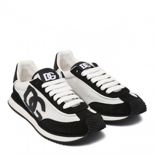 White and Black DG Cushion Sneakers