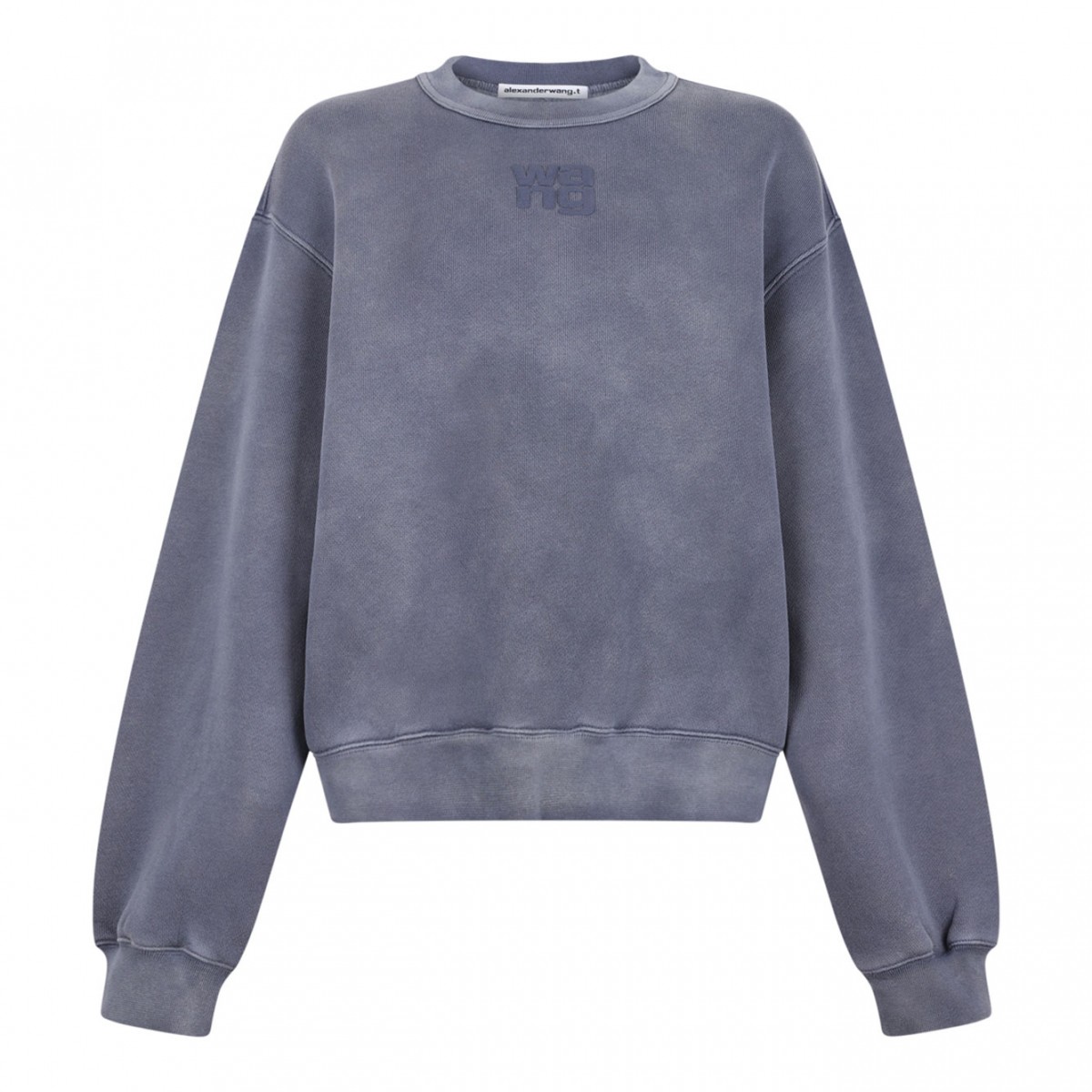 Washed Blue Ink Logo-Embossed Sweatshirt