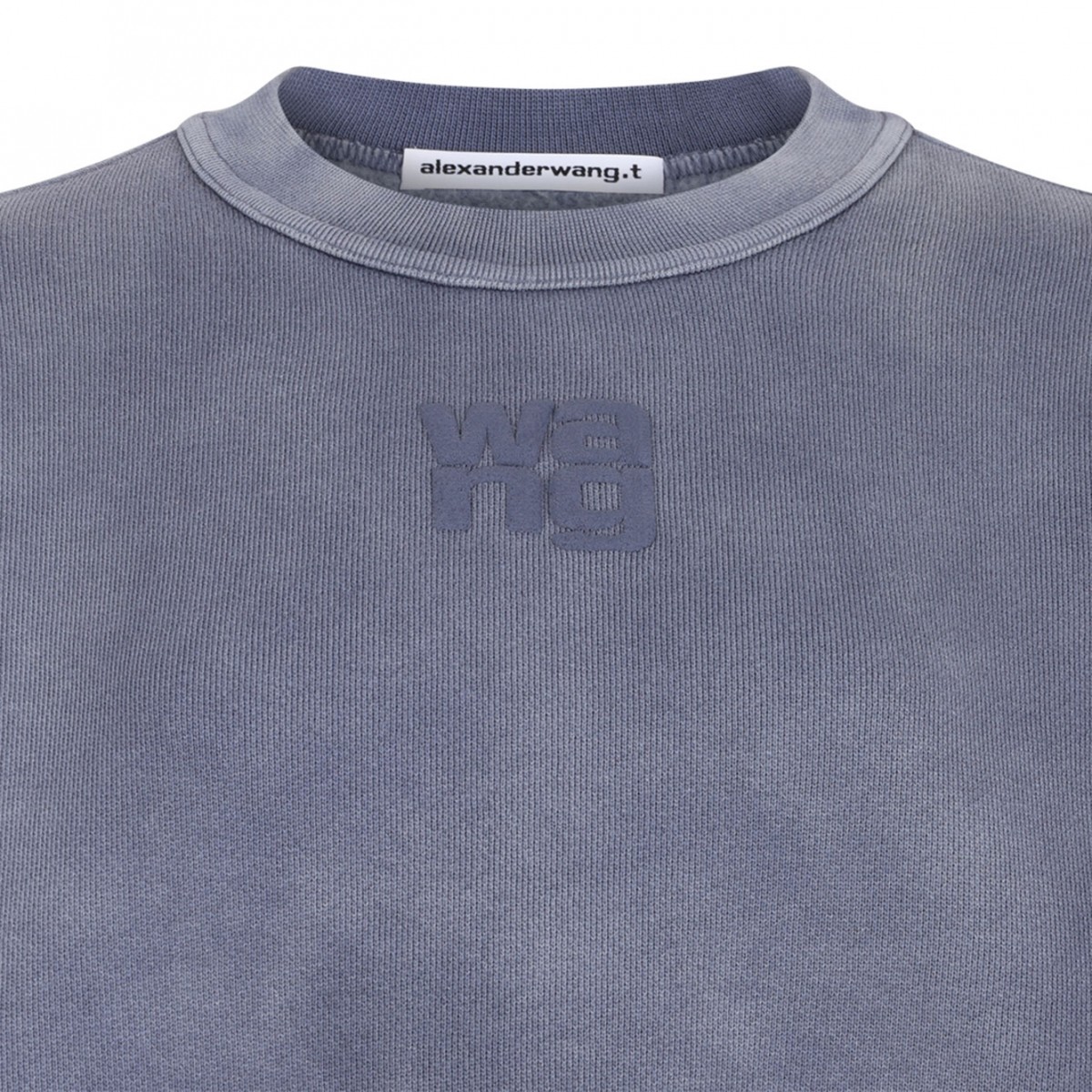 Washed Blue Ink Logo-Embossed Sweatshirt