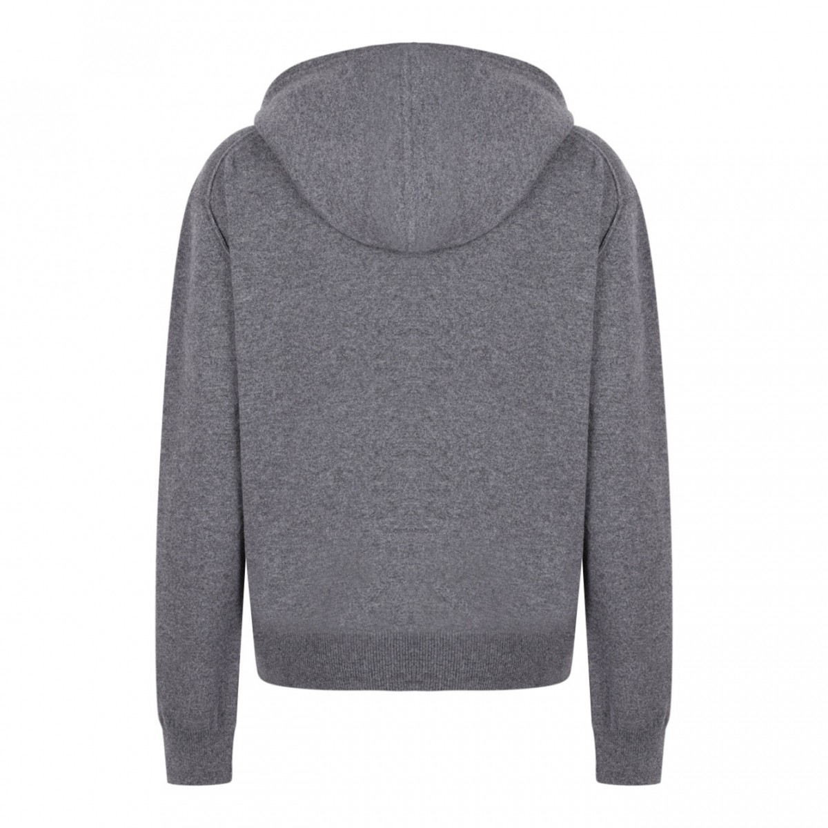 Medium Grey Knitted Drawstring Hoodie