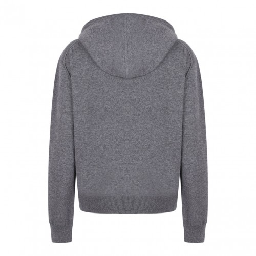 Medium Grey Knitted Drawstring Hoodie